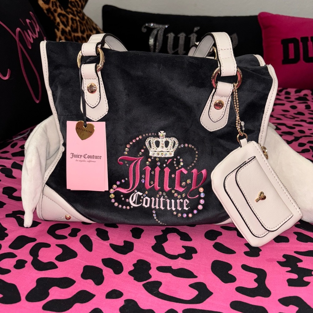 Juicy Couture Black and White Tote with Signature Branding